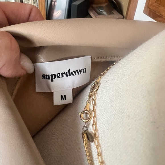 Super down Chantel Faux Leather Beige Romper Size M - Picture 10 of 11